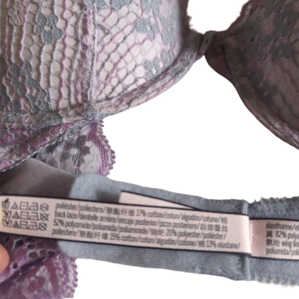 Victoria's Secret Pink Lace 32C/70C Sexy Underwire Push Up Padded Bra NWT! - Picture 8 of 8